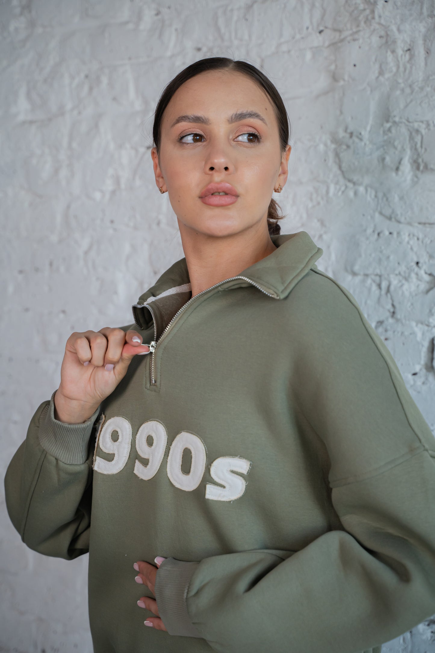 Bluza bawełniana 1990s khaki