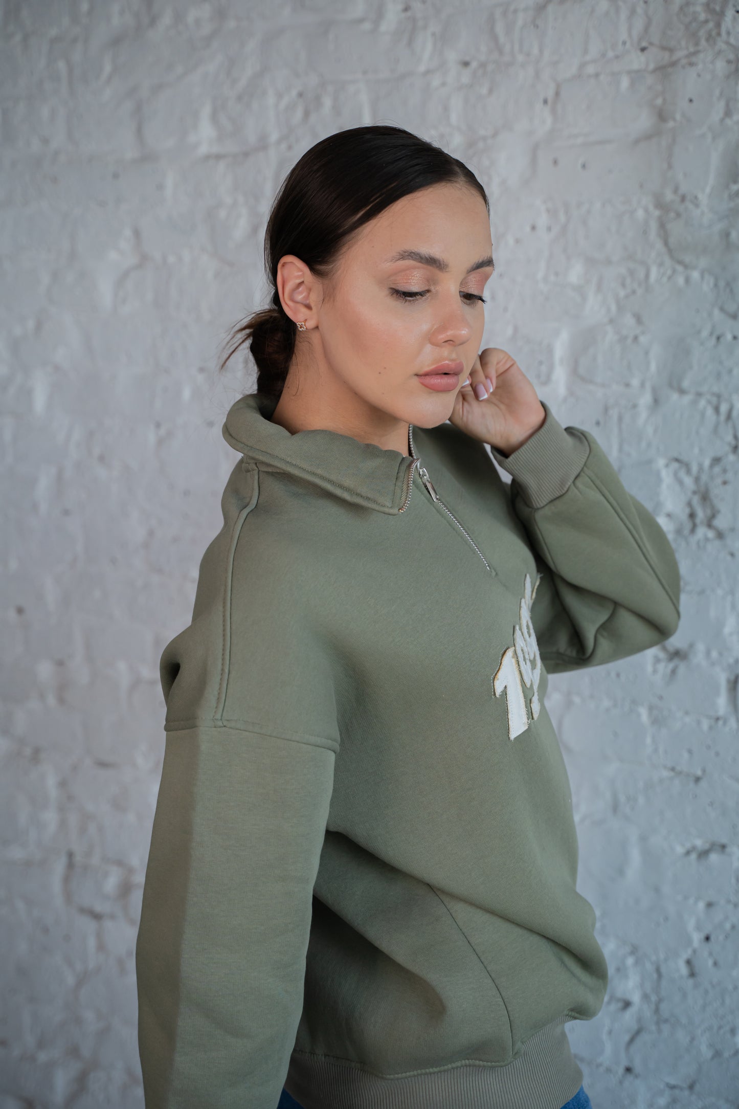 Bluza bawełniana 1990s khaki