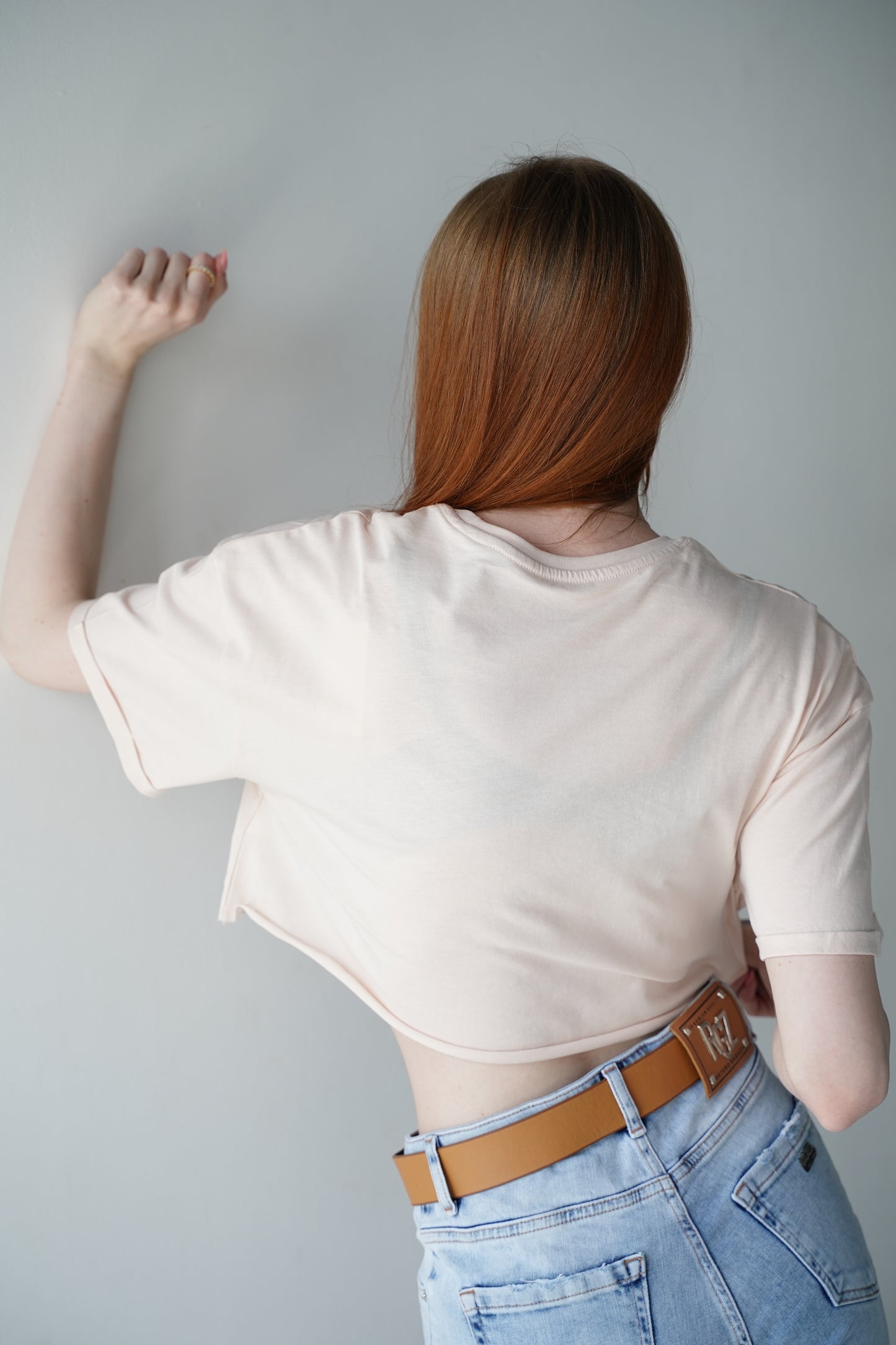 Women's short beige T-shirt BTS 1027